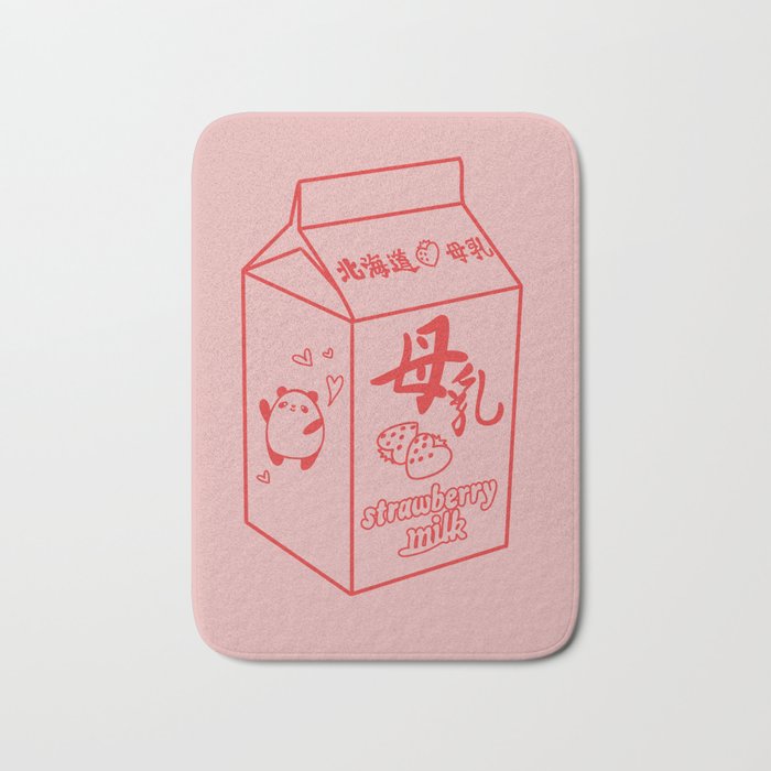 Kawaii Strawberry Milk Bath Mat