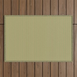 [ Thumbnail: Tan & Dark Olive Green Colored Striped Pattern Outdoor Rug ]
