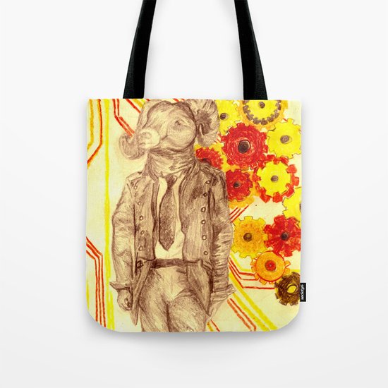Steampunk Ram Tote Bag