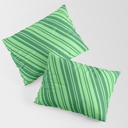 [ Thumbnail: Light Green and Sea Green Colored Lines/Stripes Pattern Pillow Sham ]