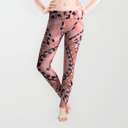 Light Pink Wildflower Sunshine I // 18th Century Colorful Pinkish Dusty Blue Gray Positive Pattern Leggings