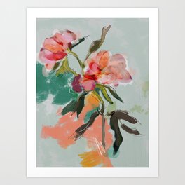 peonies abstract floral Art Print