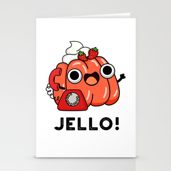 Jello Cute Hello On Phone Pun Stationery Cards