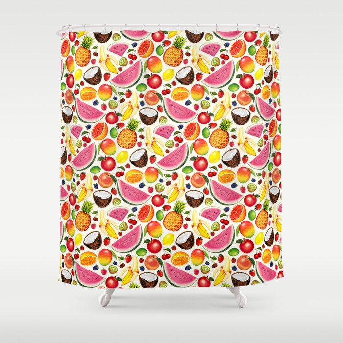 Fruit Pattern - White Shower Curtain