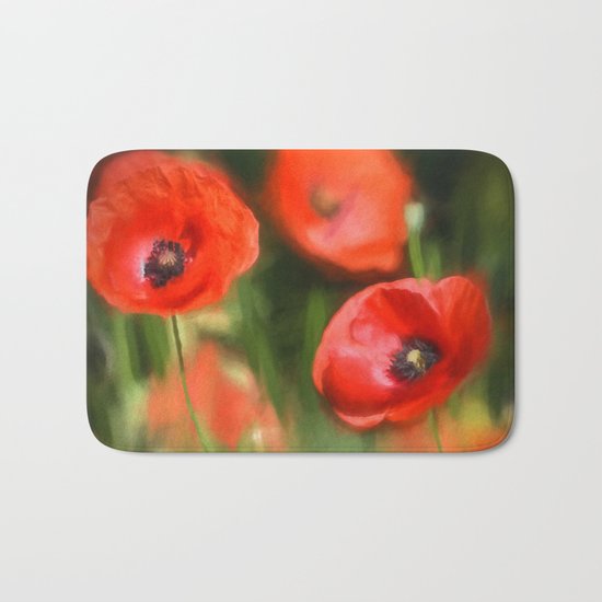 Warmth- Floral Flower Poppies in love- Poppy flowers #Society6 Bath Mat