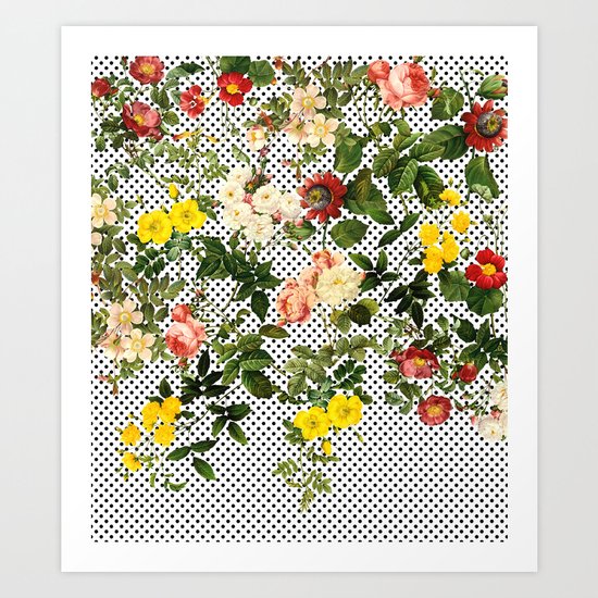 Points and Flowers Pattern Art Print