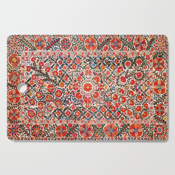 Bokhara Suzani  Antique Uzbekistan Floral Rug Print Cutting Board