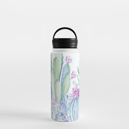 Mixed Cacti Light Blue #society6 #buyart Water Bottle