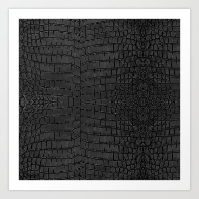 Black Crocodile Leather Print Art, White Crocodile Leather