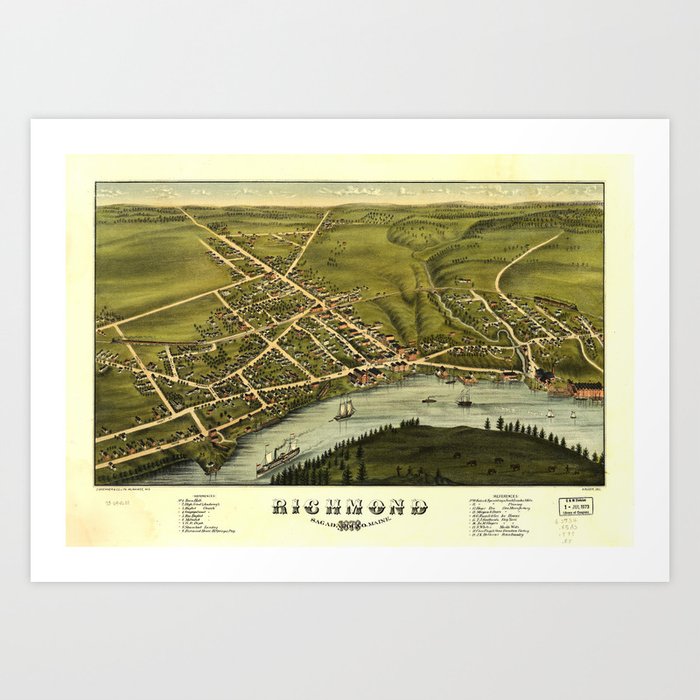 Aerial View of Richmond, Maine (1878) Art Print