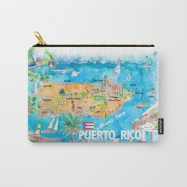Puerto Rico Islands Illustrated Travel Map with Roads and Highlights Carry-All Pouch | Puertoricoposter, Sanjuanpuertorico, Sanjuan, Easterncaribbean, Puertoricocard, Caribbeanisland, Fajardo, Puertoricomap, Caribbeancruise, Puertoricowedding 