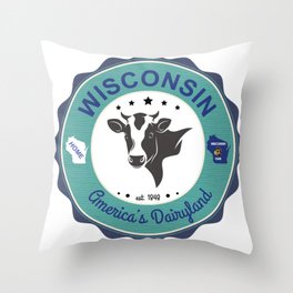 Wisconsin Dairyland Badge Throw Pillow