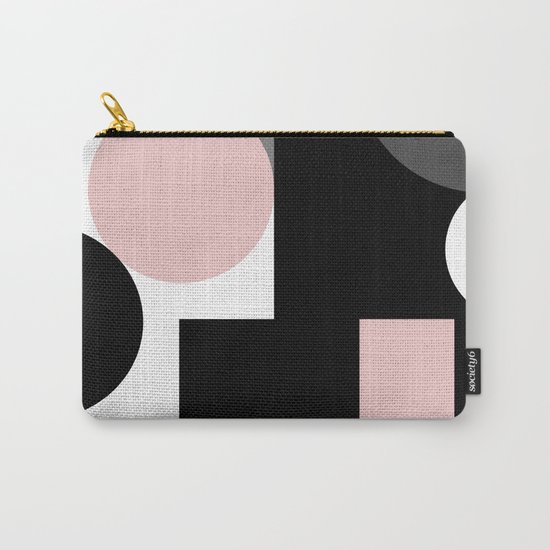 An abstract geometric pattern . Geometric shapes . Black pink white pattern . Carry-All Pouch