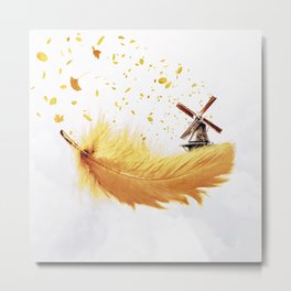 Air Feather • Yellow Feather I Metal Print