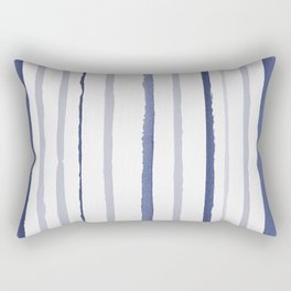 Navy Watercolor Stripes Rectangular Pillow