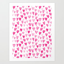 Hearts Pattern watercolor pink heart perfect essential valentines day gift idea for her Kunstdrucke