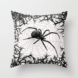 Briar Web- Black and White Throw Pillow