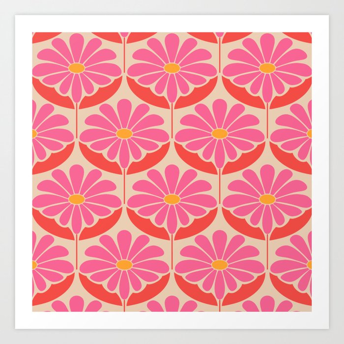 Flower Power - Pink and Red  Art Print