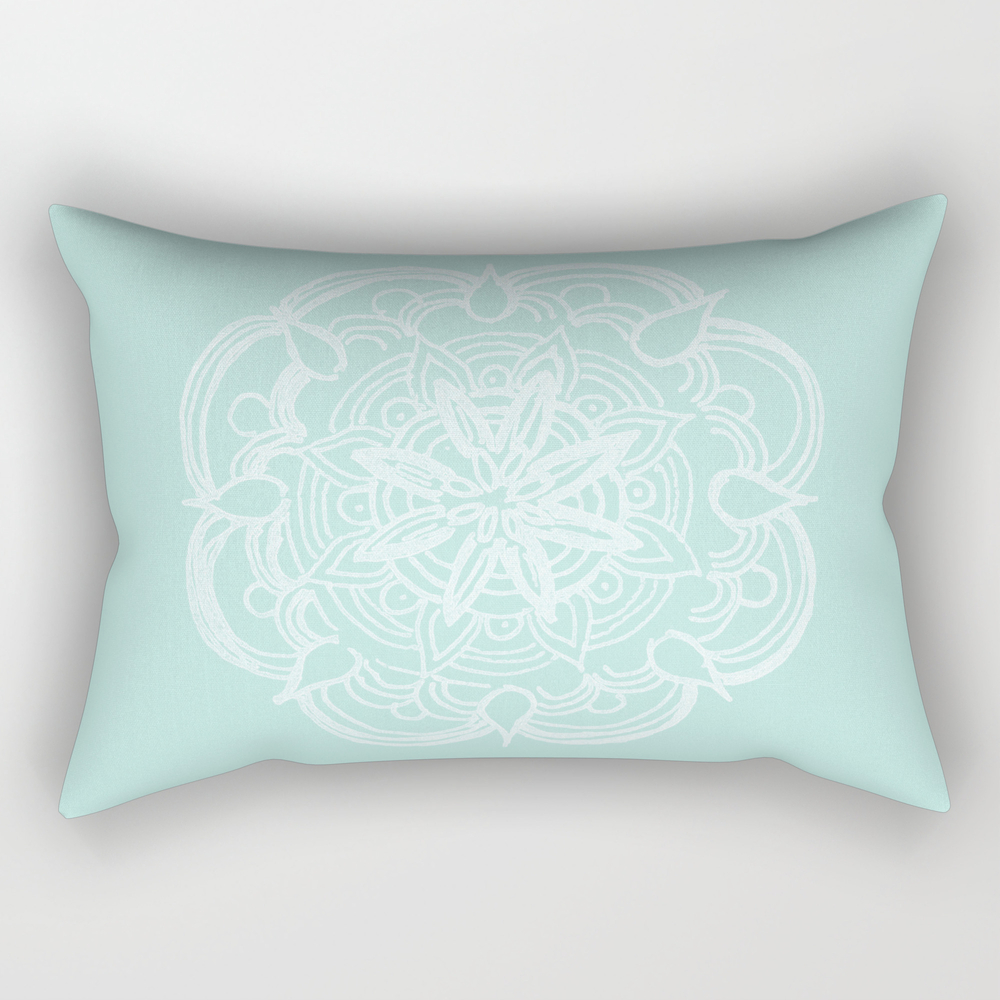 Mint Romantic Mandala #2 Drawing Decor Art Society6 Rectangular Pillow by anitabellajantz