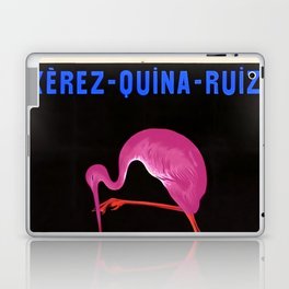 Rare Aperitif pink flamingo Xérez-Quina-Ruiz 1905 liquor alcoholic beverage vintage poster in navy blue lettering poster / posters Laptop Skin