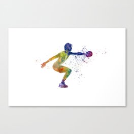 Fitness in watercolor Canvas Print