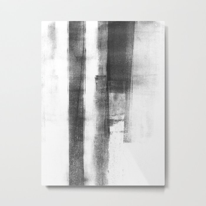 Black and White Minimalist Geometric Abstract Painting "Structure 2" Metal Print