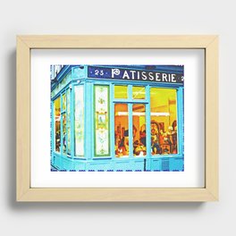 French Patisserie Murais Jewish Paris Cafe street sceen watercolor colorful portrait painting Recessed Framed Print