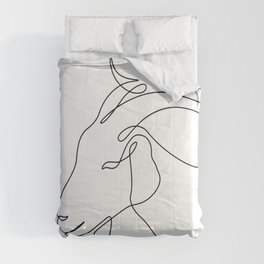 Goat Head Continuous Line Art Drawing  Comforter