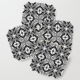 Moroccan Tile Pattern in Black and White Coaster