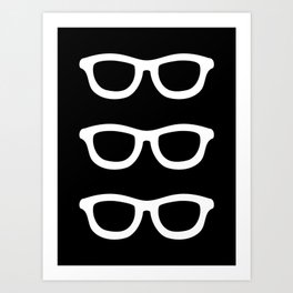 Smart Glasses Pattern - White on Black Art Print