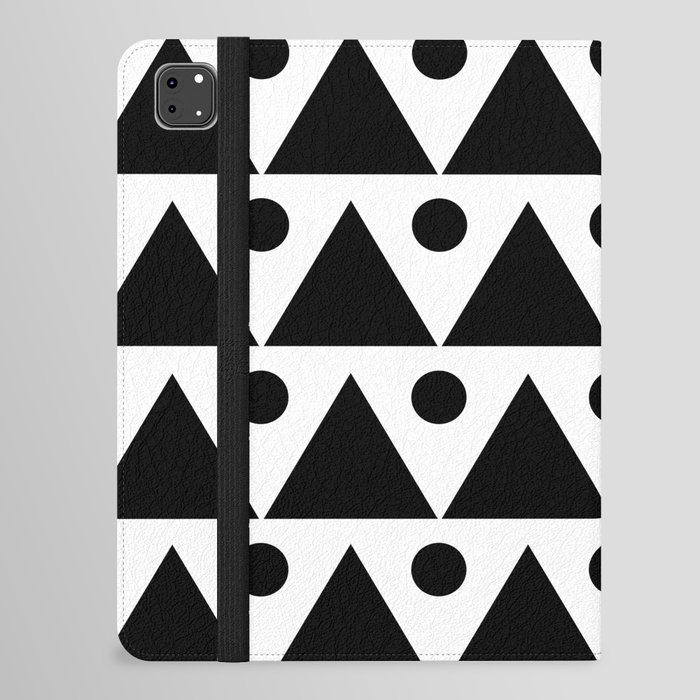 Dots & Triangles - Black & White Abstract Repeat Vector Pattern iPad Folio Case