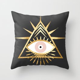 gold foil triangle evil eye Throw Pillow