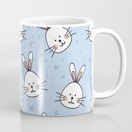 Easter pattern with little cute bunnies faces Coffee Mug