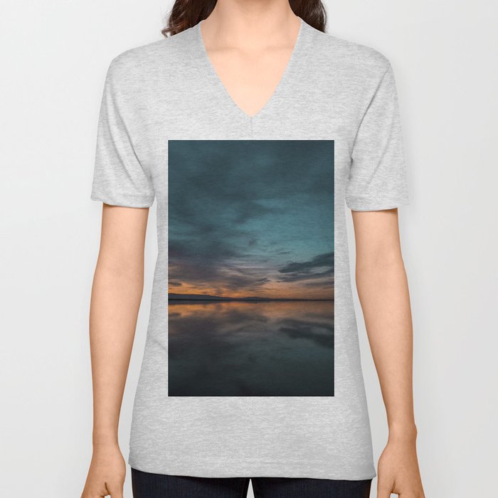 Reflection of the Colorful Sky V Neck T Shirt