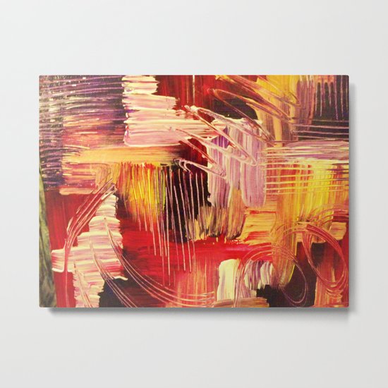 RHAPSODY IN MAGENTA- Beautiful BOLD Modern Abstract Wild Acrylic Painting Crimson Hot Pink Purple Metal Print