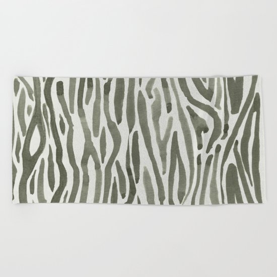 Simply Bonsai Lines in Green Tea and Lunar Gray Beach Towel