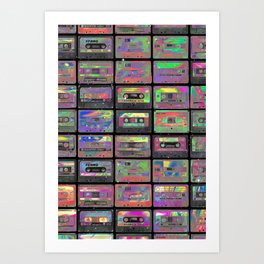 Cassettes Iridescent Space Vaporwave Marble Abstract Background Art Print
