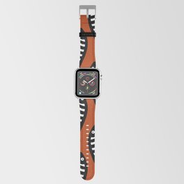 Abstract black and white fish pattern Burnt orange Apple Watch Band