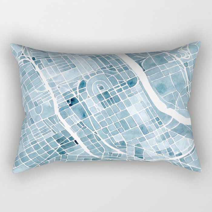 Map Nashville Tennessee Blueprint City Map Rectangular Pillow