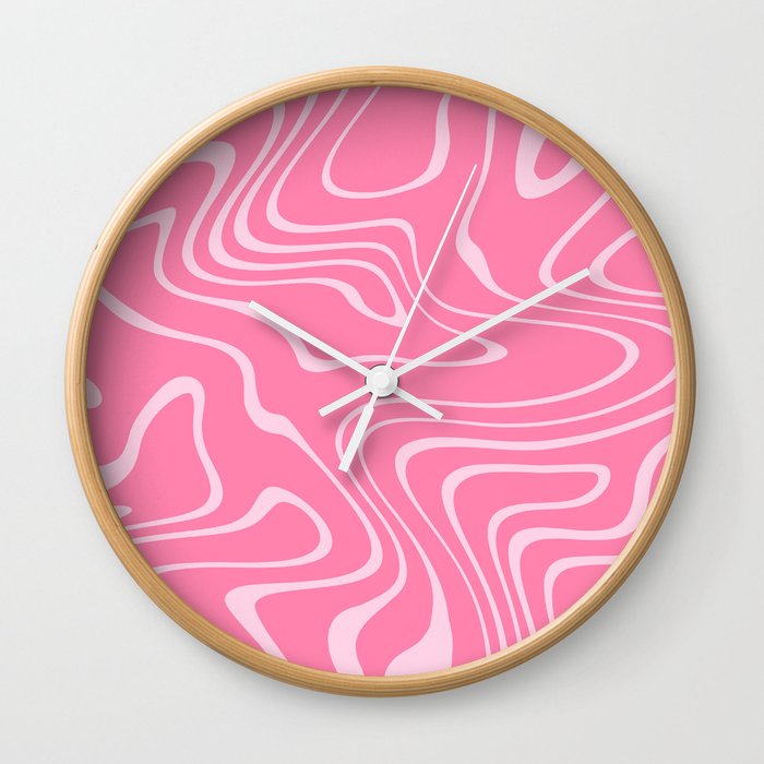 Pink Abstract Swirl Pattern Wall Clock