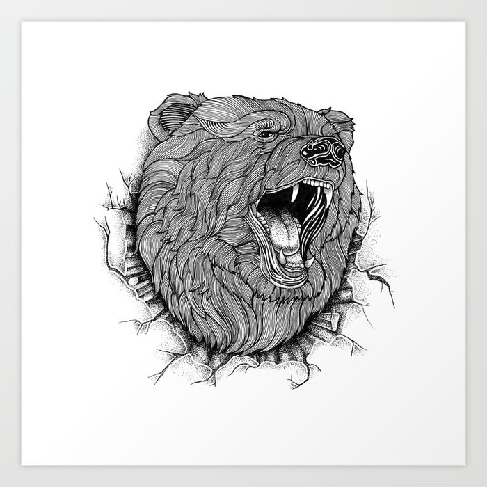 angry bear art