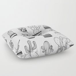 Black and white pattern with hand drawn cacti  Floor Pillow