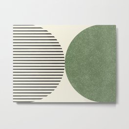 Semicircle Stripes - Green Metal Print