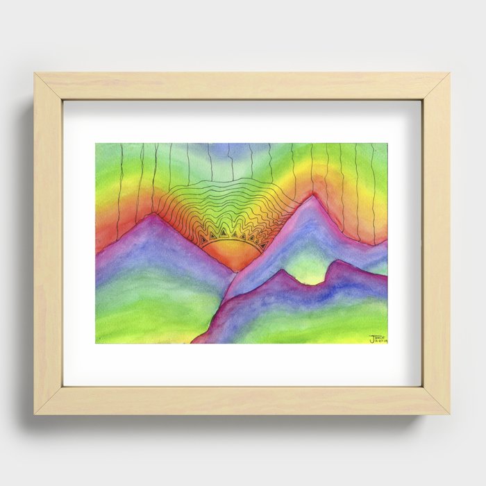 Trippy Rainbow Landscape Recessed Framed Print