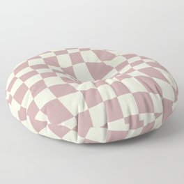 Warped Checkered Pattern (dusty rose pink/cream) Floor Pillow