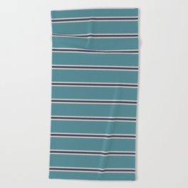 Mid Century Modern Stripes 823 Blue and Beige Beach Towel