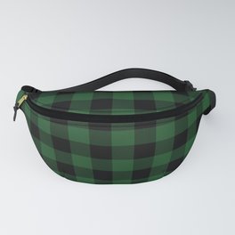 Jumbo Forest Green and Black Rustic Cowboy Cabin Buffalo Check Fanny Pack