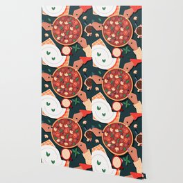 Sharing pizza Wallpaper