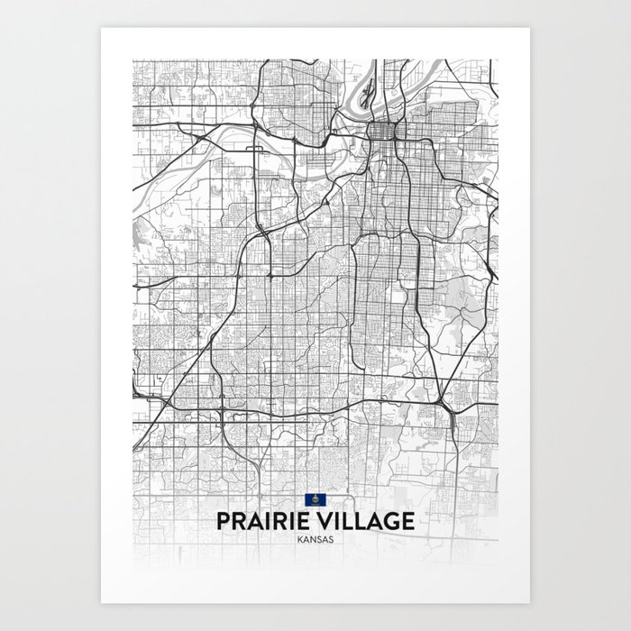 Prairie Village, Kansas, United States - Light City Map Art Print