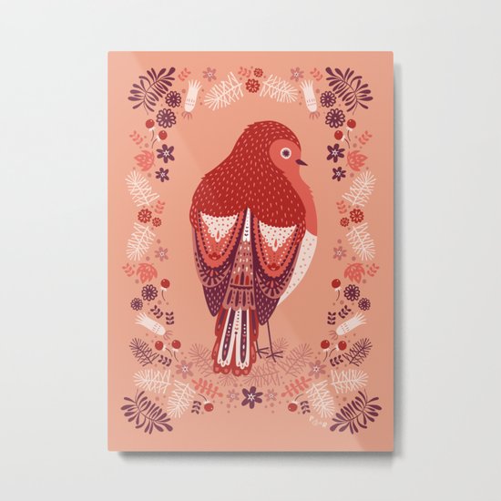 Petite Robin Red Breast Metal Print